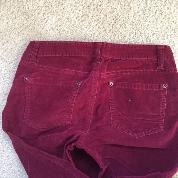 Burgundy Corduroy Spandex Blend Trousers - Picture 4 of 10